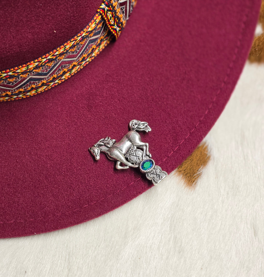 Silver-Tone Faux Turquoise Horse Hat Clip