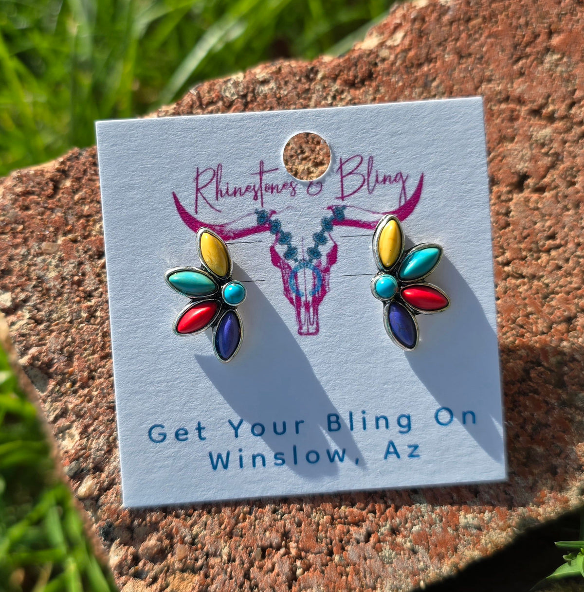 Multicolor Faux Stone Southwestern Stud Earrings