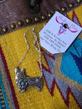 Silver-Tone Turquoise Faux Corgi Pendant Necklace