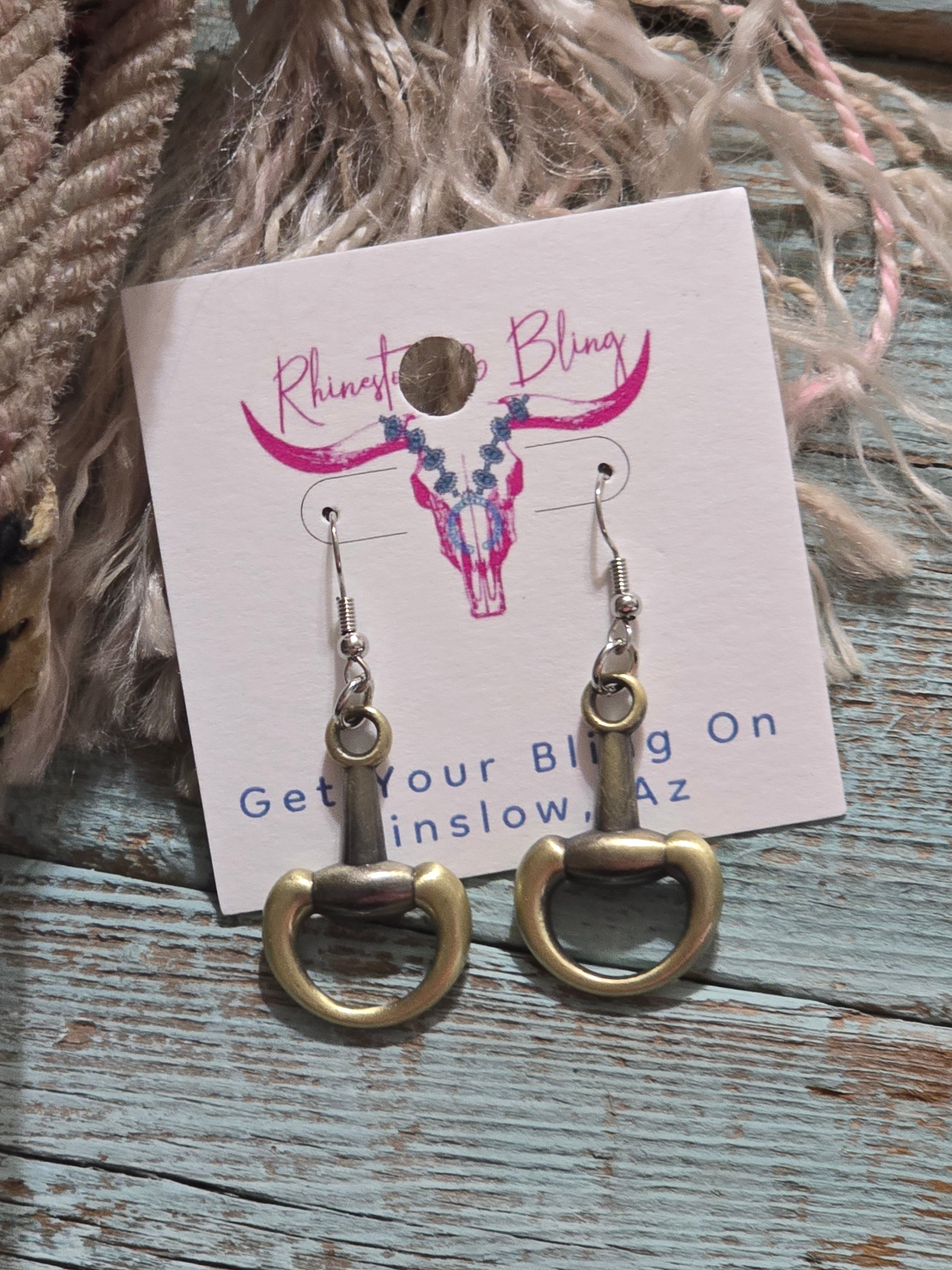 Western 2-tone Dangle Bit Earrings
