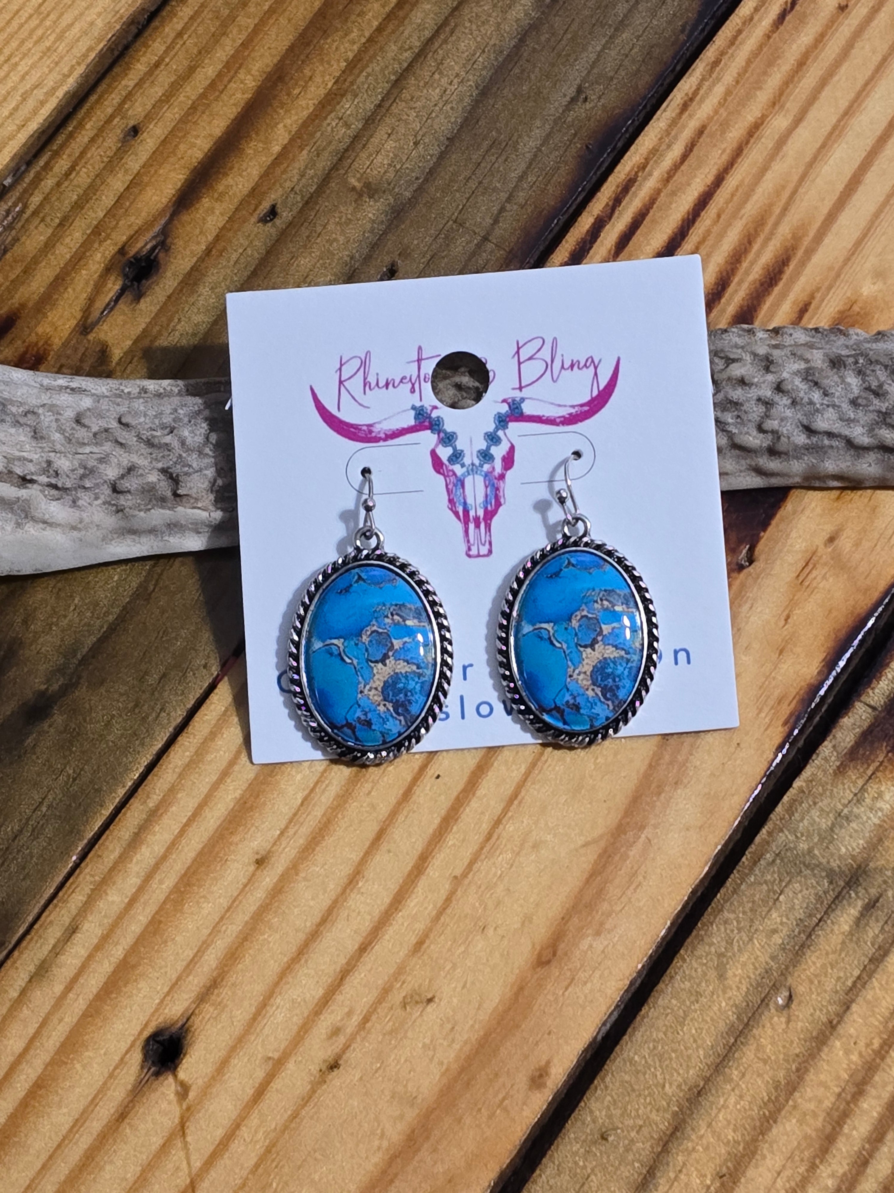 Stunning Faux Turquoise Dangle Earrings