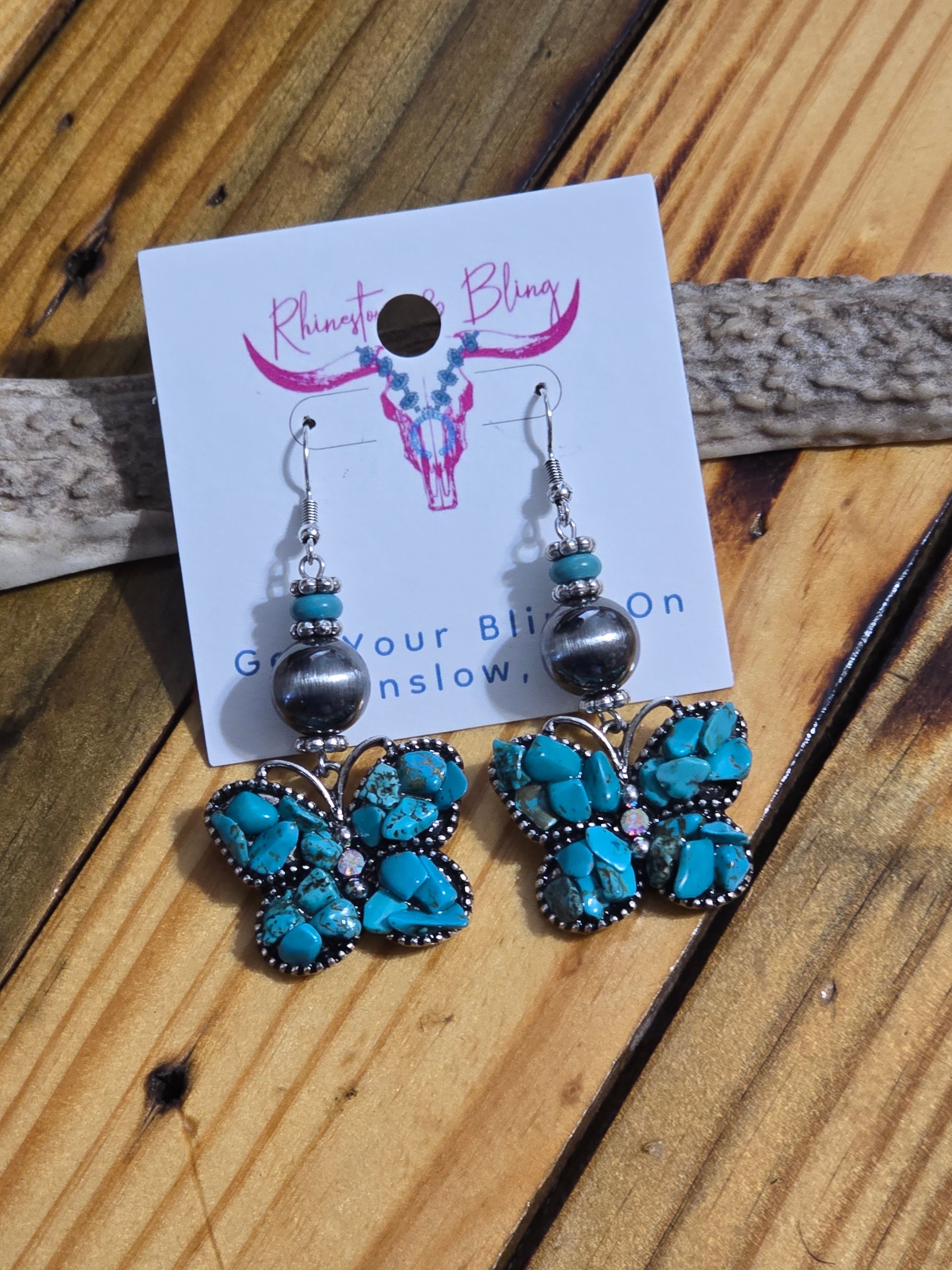 Turquoise Butterfly Dangle Earrings