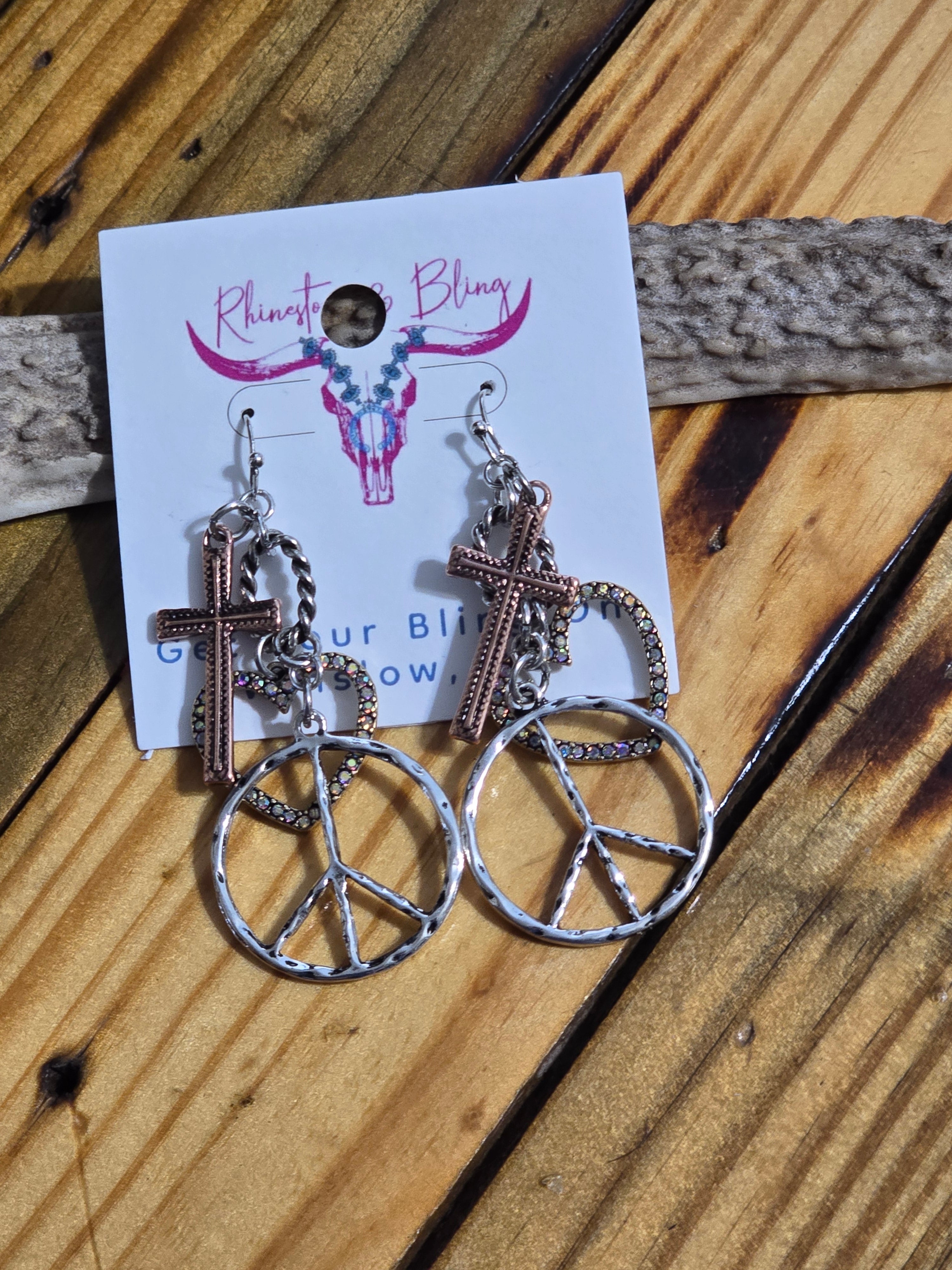 Western Peace Dangle Fun Earrings
