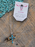 Silver-Toned Faux Turquoise Cross Necklaces