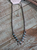 Mini Faux Turquoise Squash Blossom Necklace