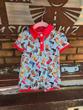 Western Printed Boots Baby Romper