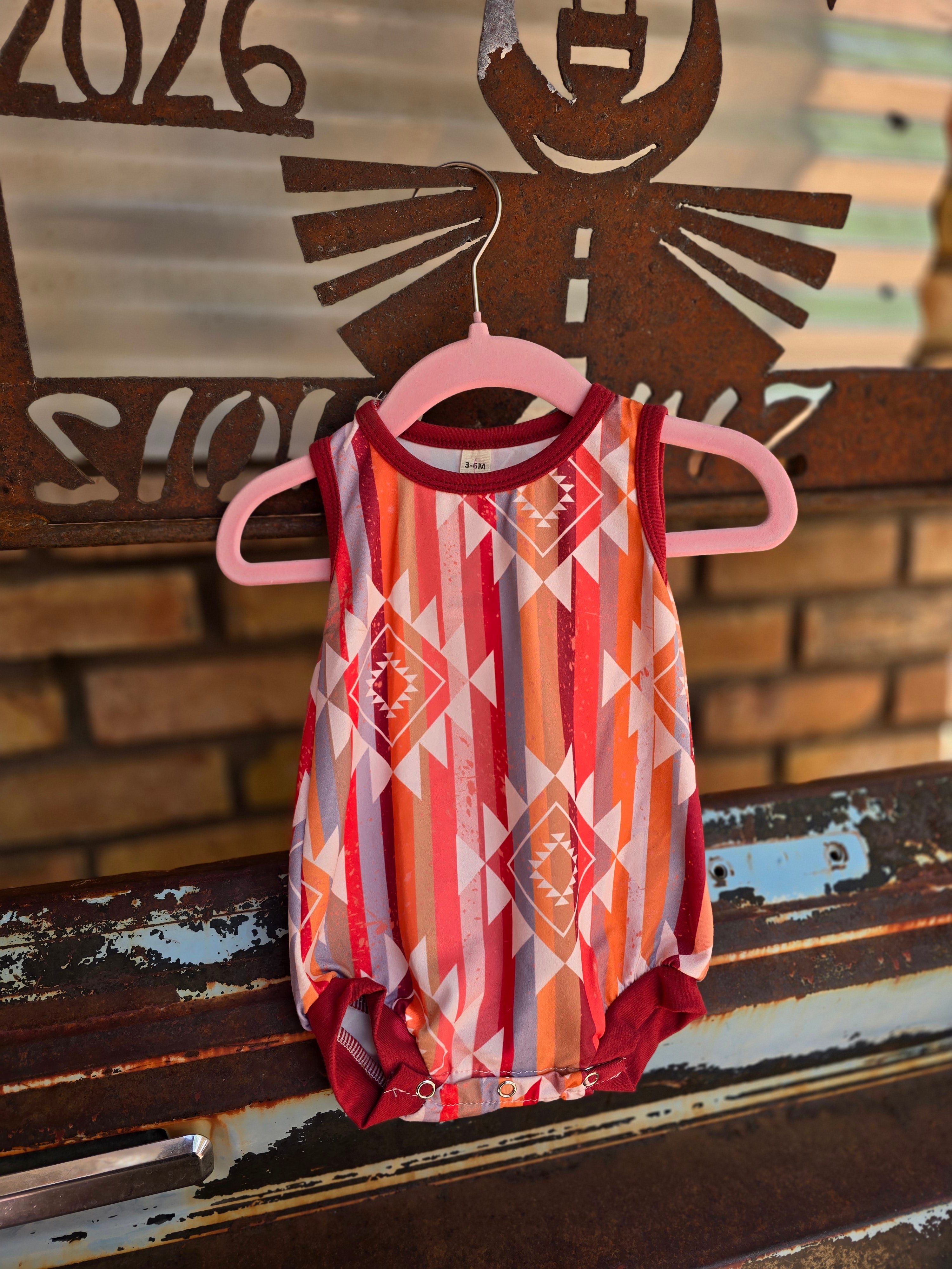 Rust Colored Aztec Print Sleeveless Romper