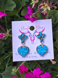 Silver-Tone Turquoise Faux Heart Dangle Earrings