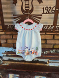 Chicken Lt Blue Romper