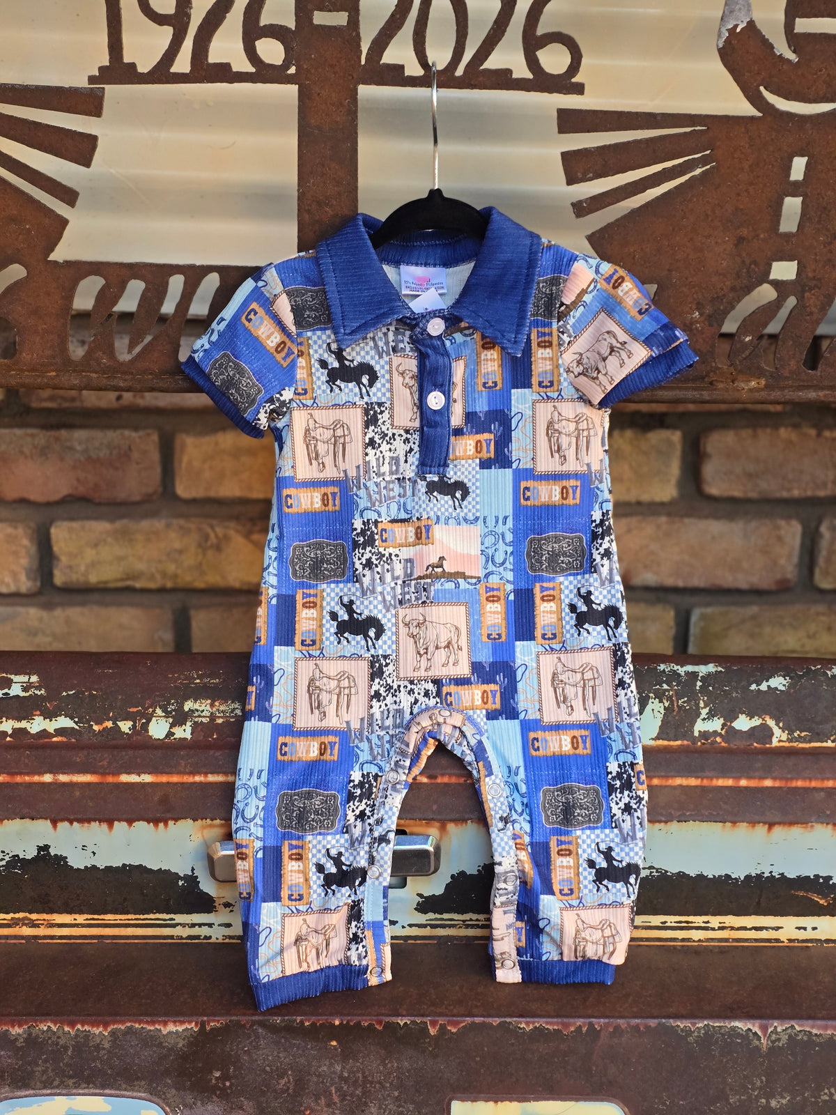 Short Sleeve Western Baby Romper
