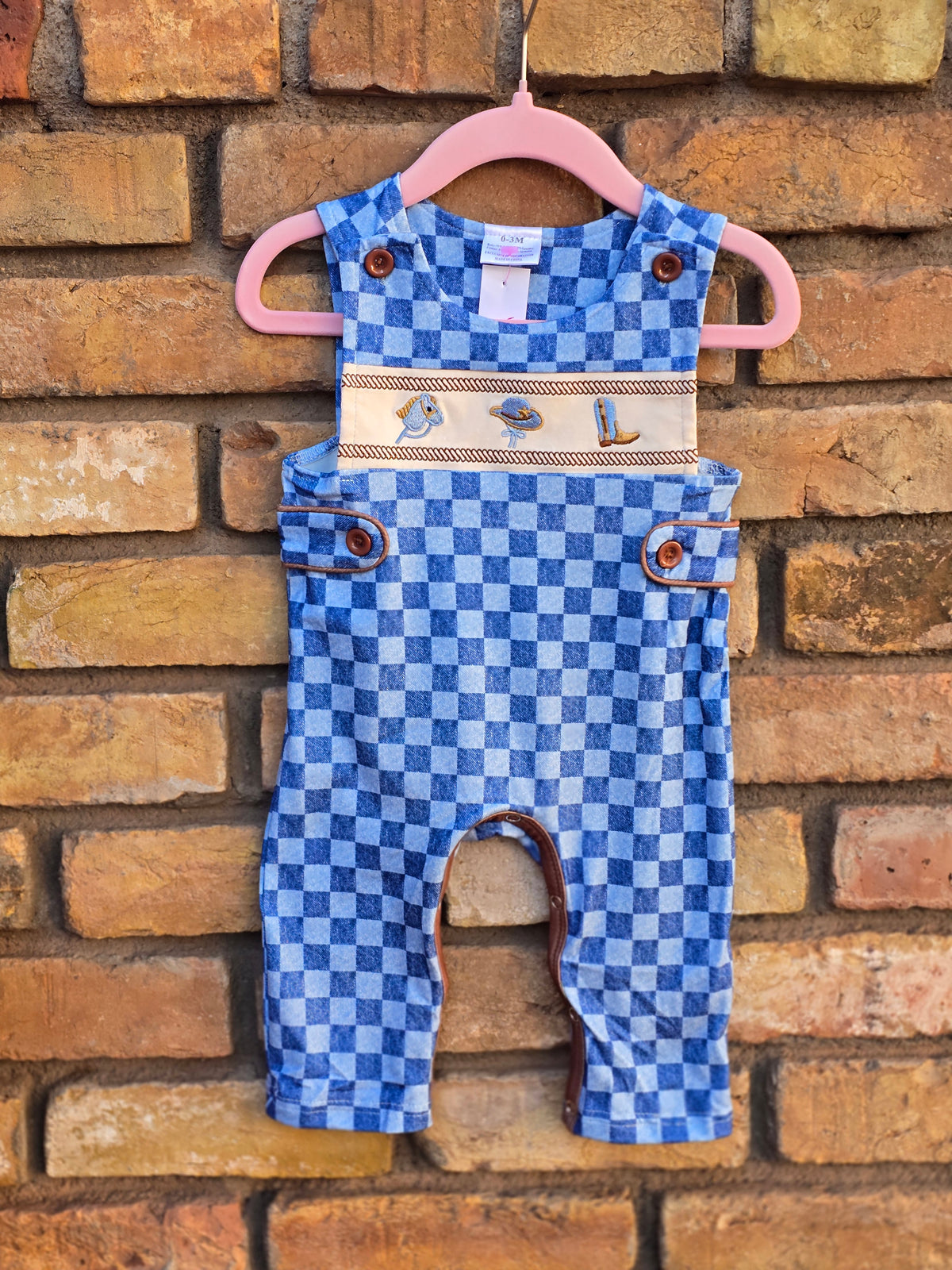 Checkered Blue Baby Romper