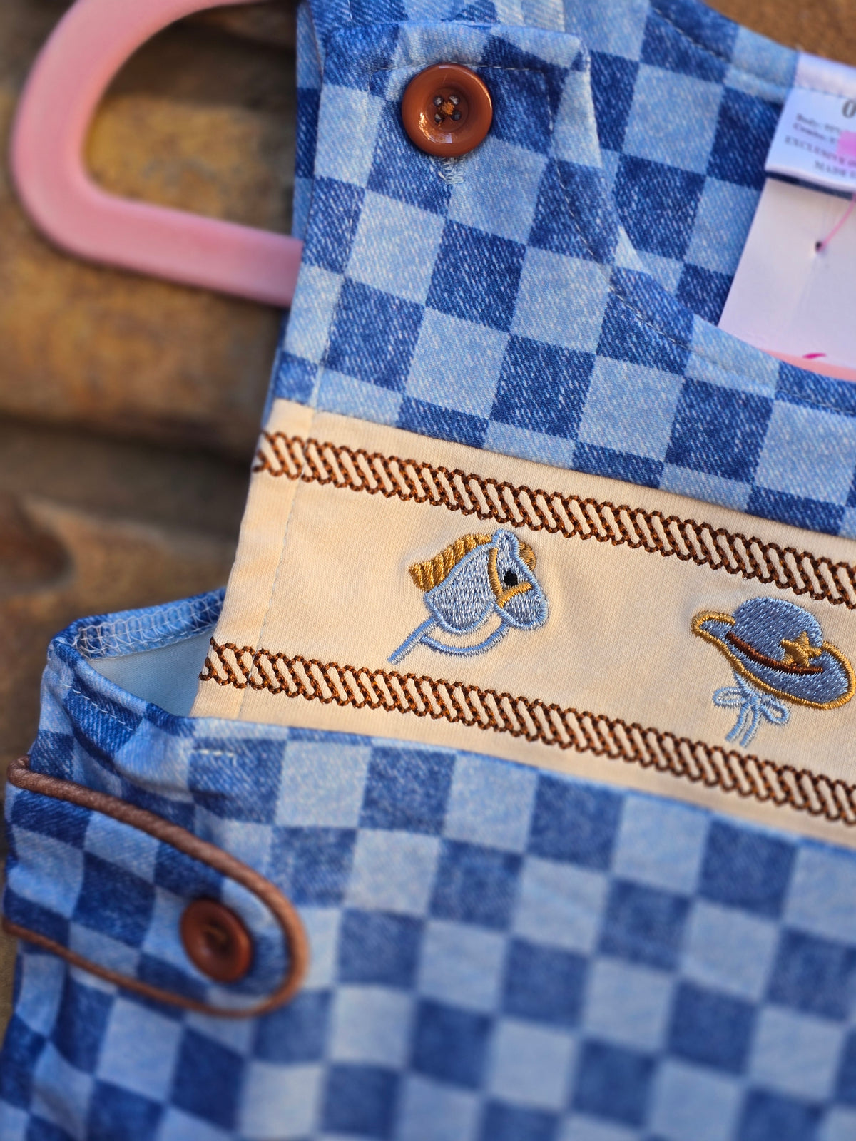 Checkered Blue Baby Romper