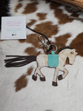 Cowhide and Leather Horse Keychain
