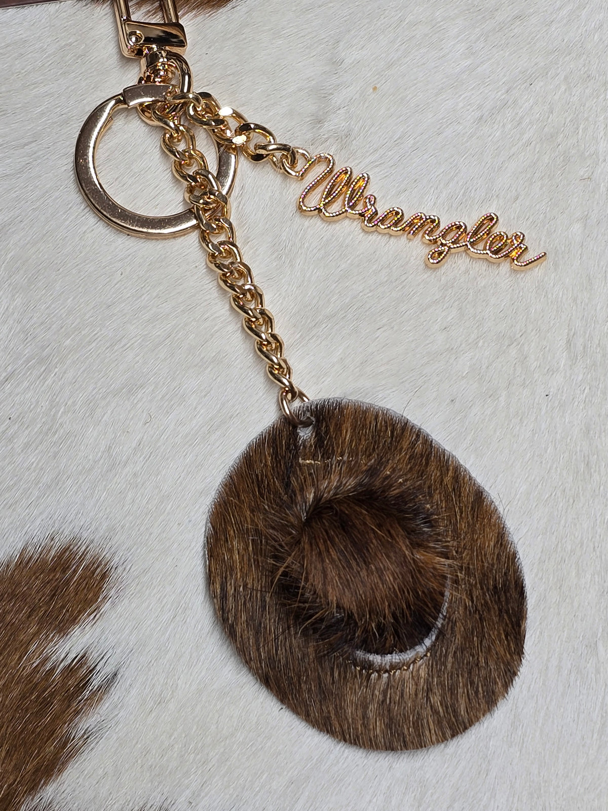 Cowhide Cowboy Hat Keychain