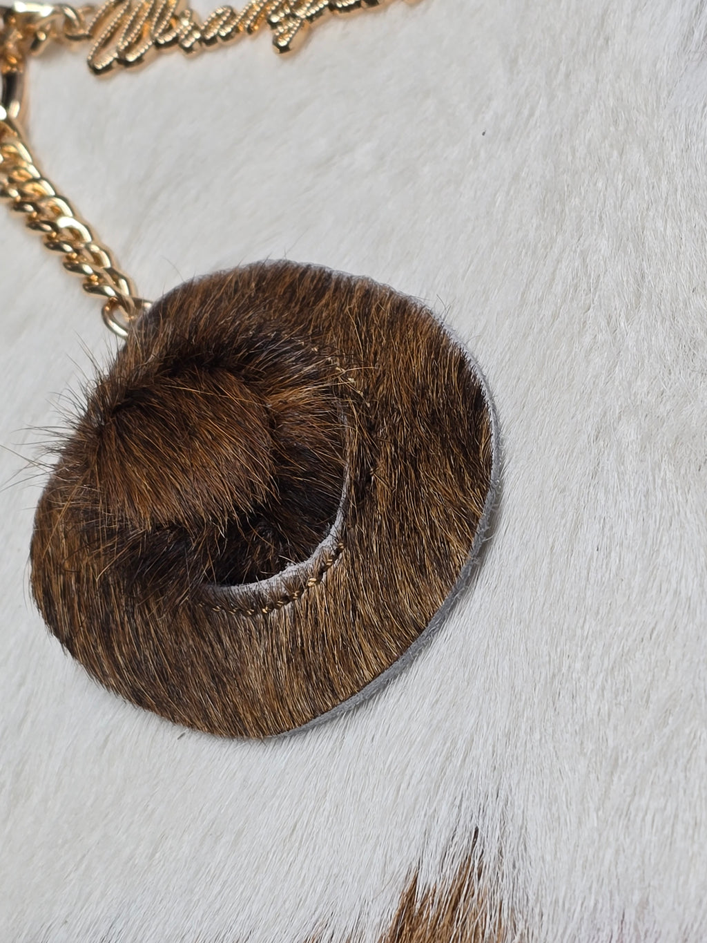 Cowhide Cowboy Hat Keychain