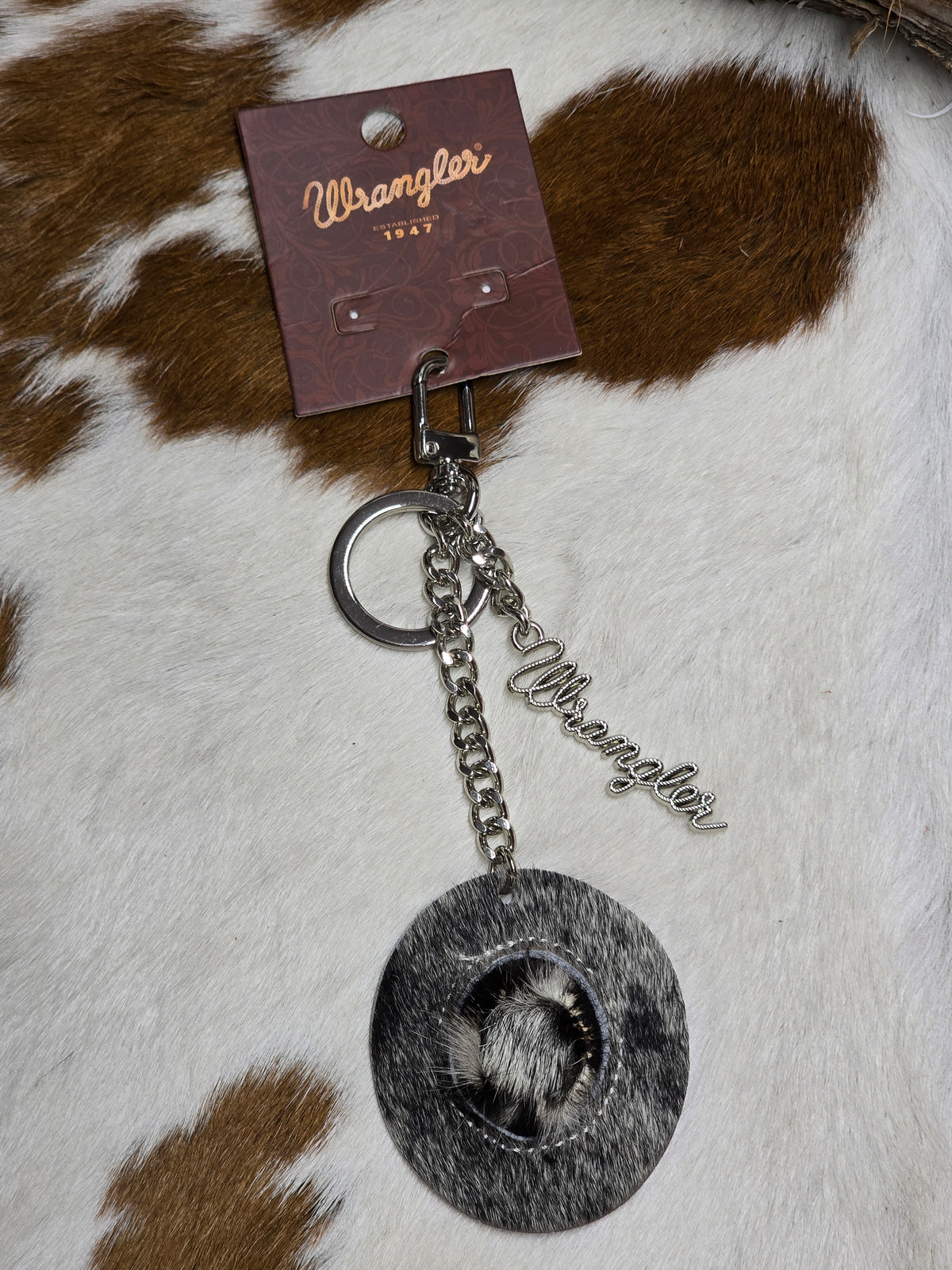 Cowhide Cowboy Hat Keychain