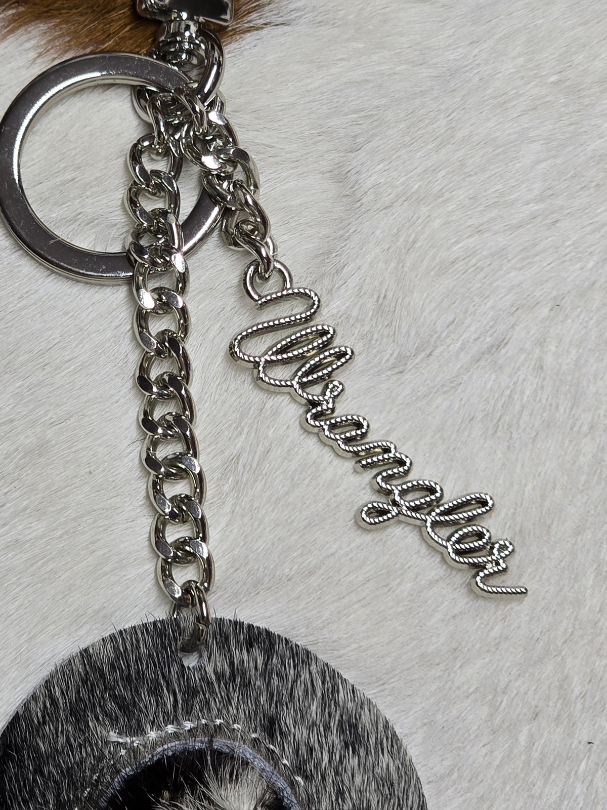 Cowhide Cowboy Hat Keychain