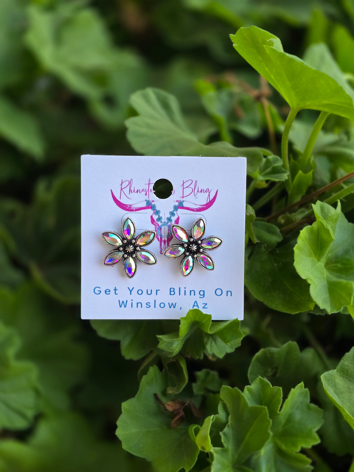 Iridescent Flower Faux Earrings