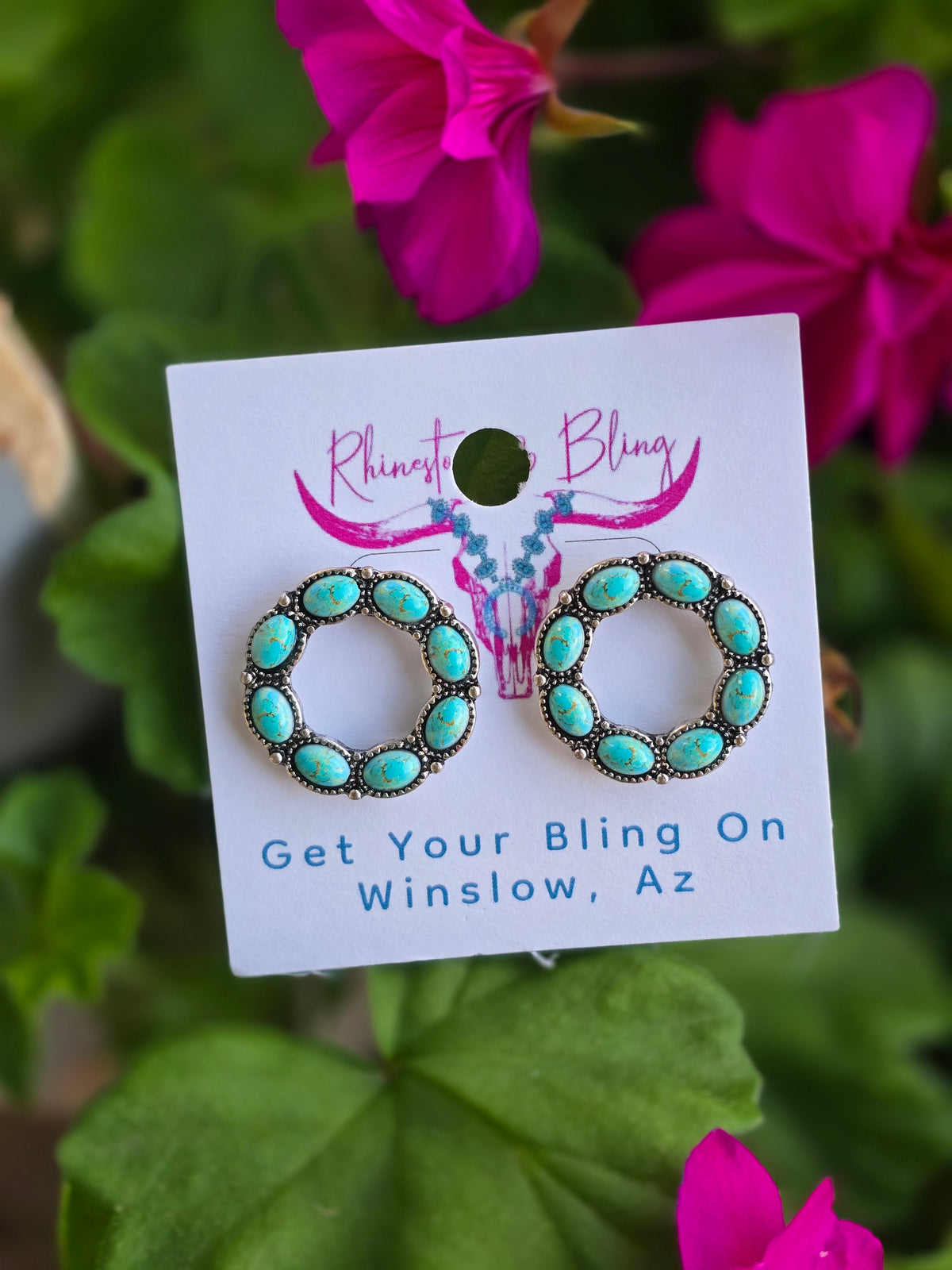 Silver-Tone Turquoise Faux Hoop Earrings