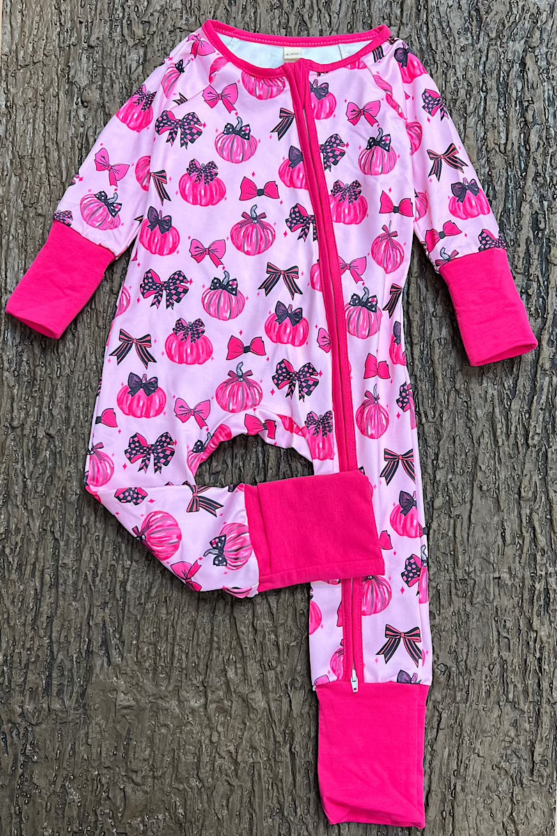 Pink Pumpkin Baby Footie Pajamas