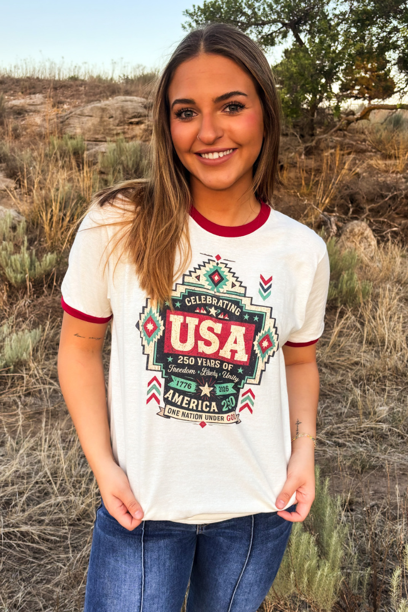 One Nation Ringer Tee