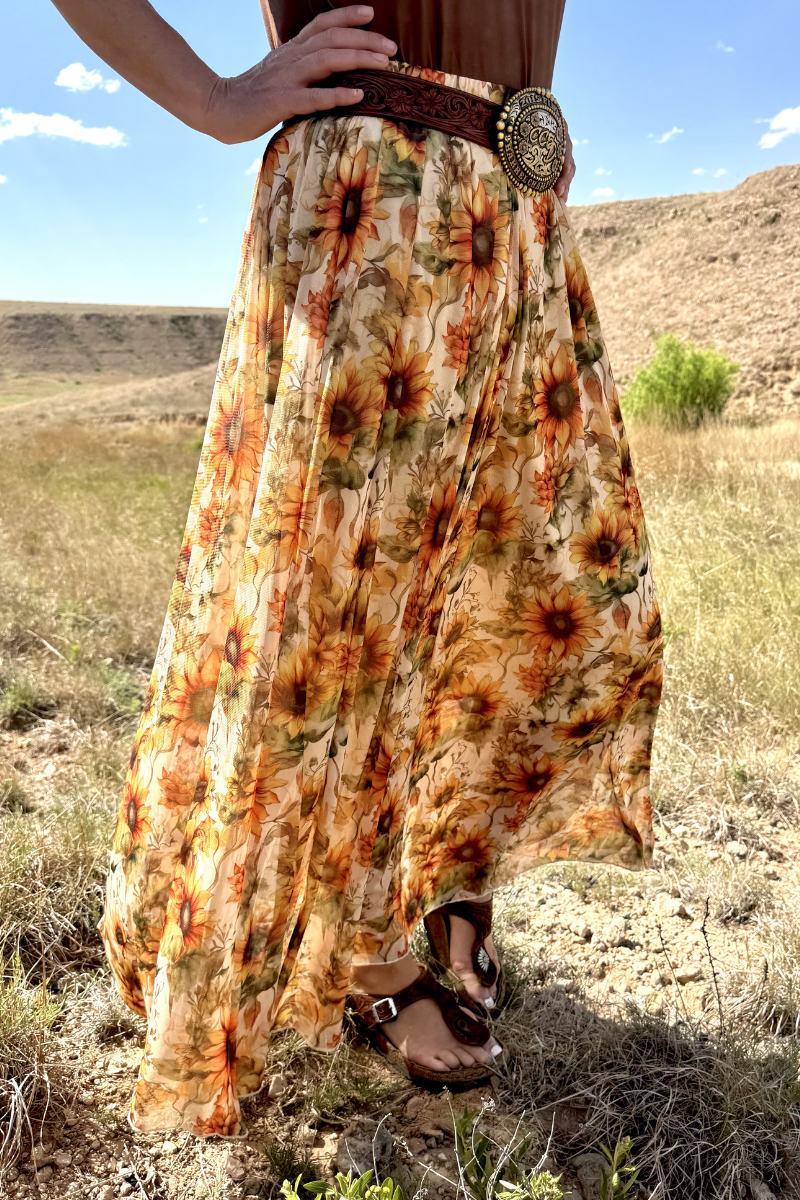 Golden Sunflower Maxi Skirt