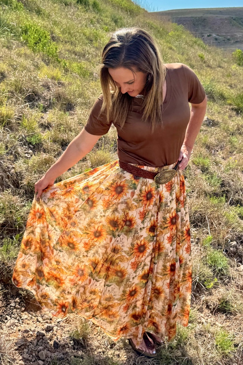Golden Sunflower Maxi Skirt