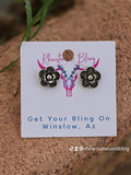 Silver-Tone Floral Stud Earrings