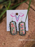 Silver-Tone Southwestern Faux Turquoise Statement Earrings