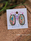 Silver-Tone Faux Oval Statement Earrings