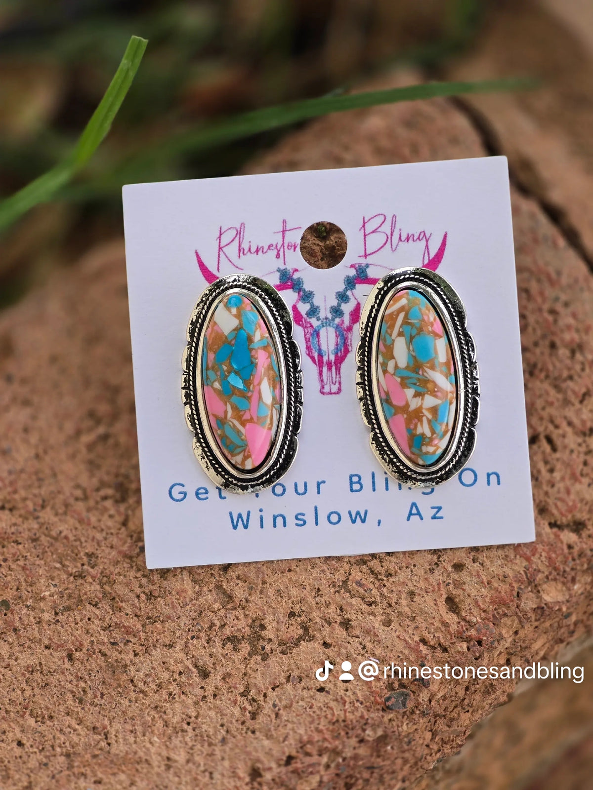 Silver-Tone Faux Oval Statement Earrings