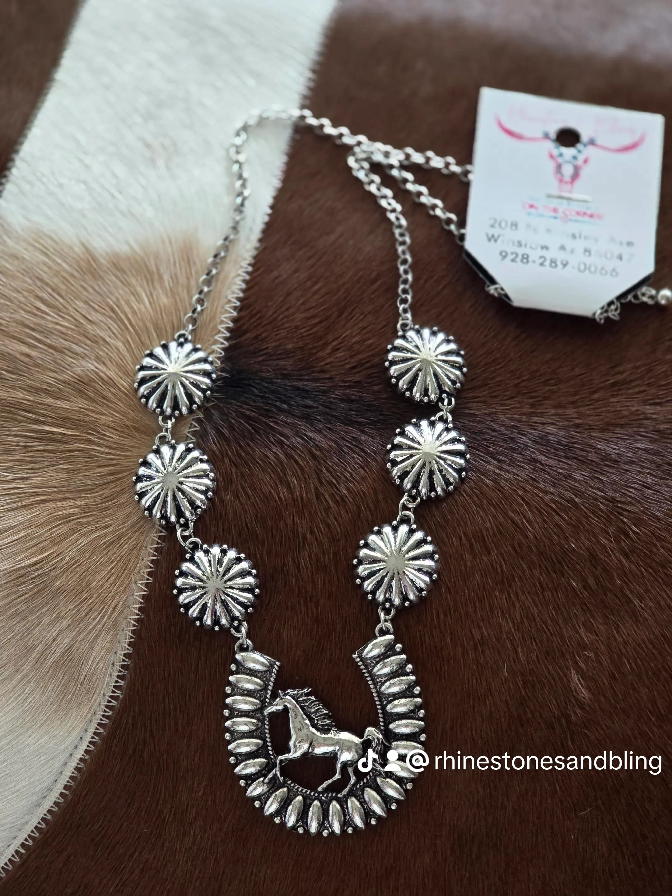 Western Horse with Horseshoe Necklace