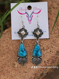 Silver-Tone Faux Turquoise Southwestern Dangle Earrings