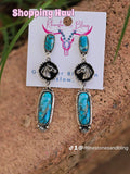 Silver-Tone Faux Turquoise Horse Dangle Earrings
